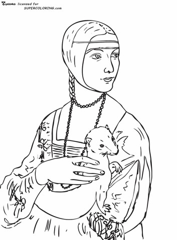 Lady With An Ermine By Leonardo Da Vinci  Coloring Page